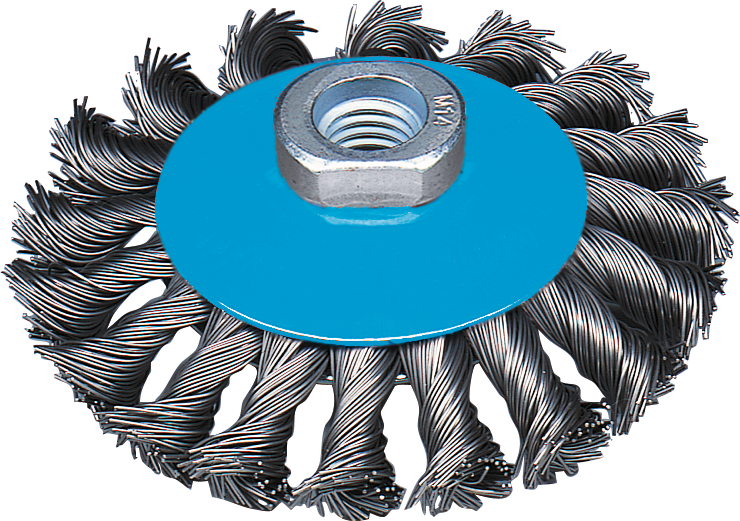 Kegelbürste gezopfter Edelstahldraht mit Gewinde M14x2mm D115mm