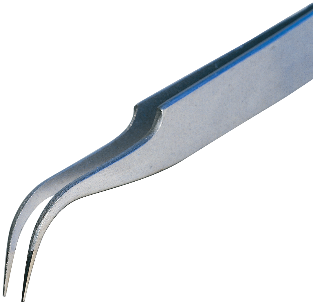 Pinzette L120mm mit stärkeren gebogenen Spitzen und abgewinkeltem Griff Pinzette L120mm mit stärkeren gebogenen Spitzen und abgewinkeltem Griff