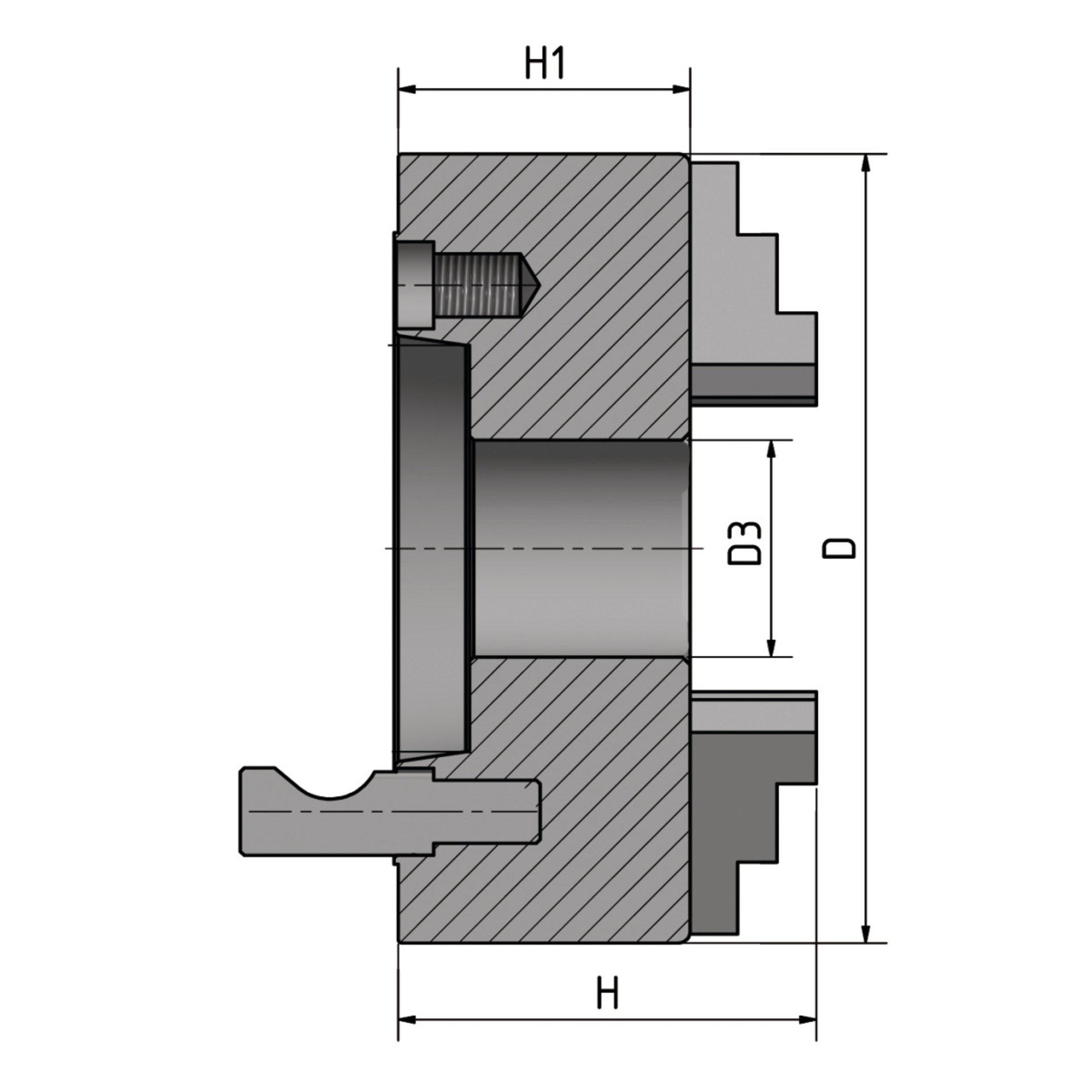 BISON Dreibackendrehfutter Camlock Guss zentrisch spannend Optimum Ø 250 mm Camlock DIN ISO 702-2 Nr. 6