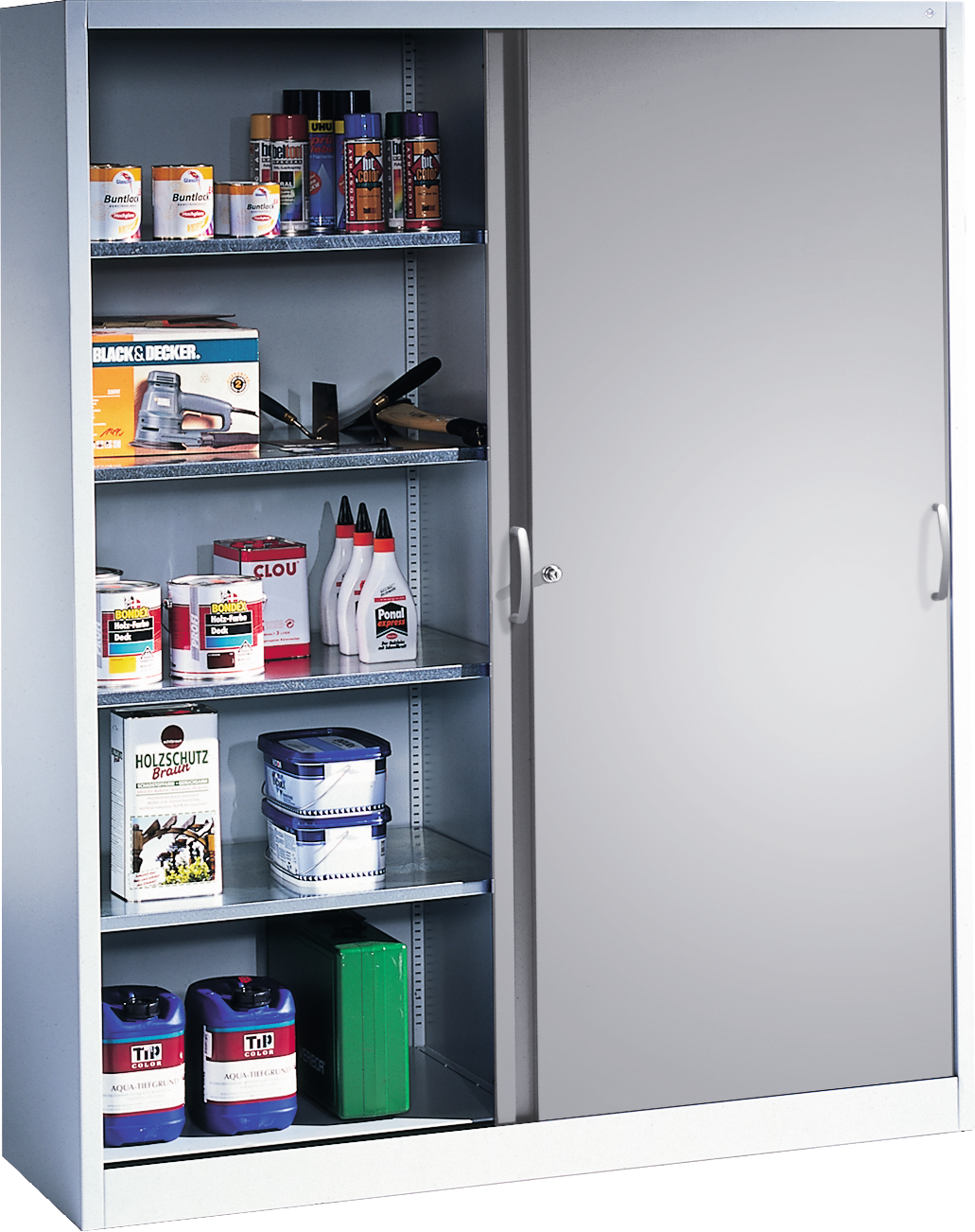 Schiebetürenschrank hoch RAL7035 H1950 x B1600 x T400mm