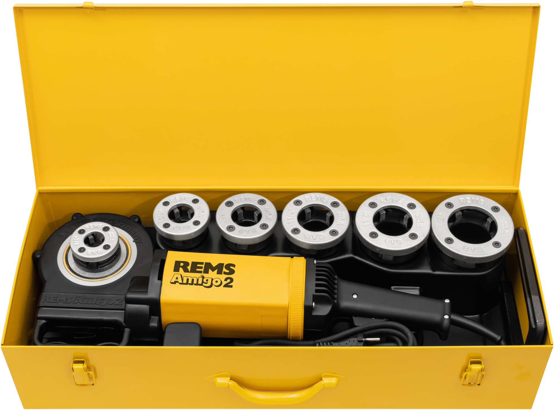 Gewindeschneidkluppe elektrisch Amigo 2 Set 1/2-2" 1700W im Stahlblechkasten