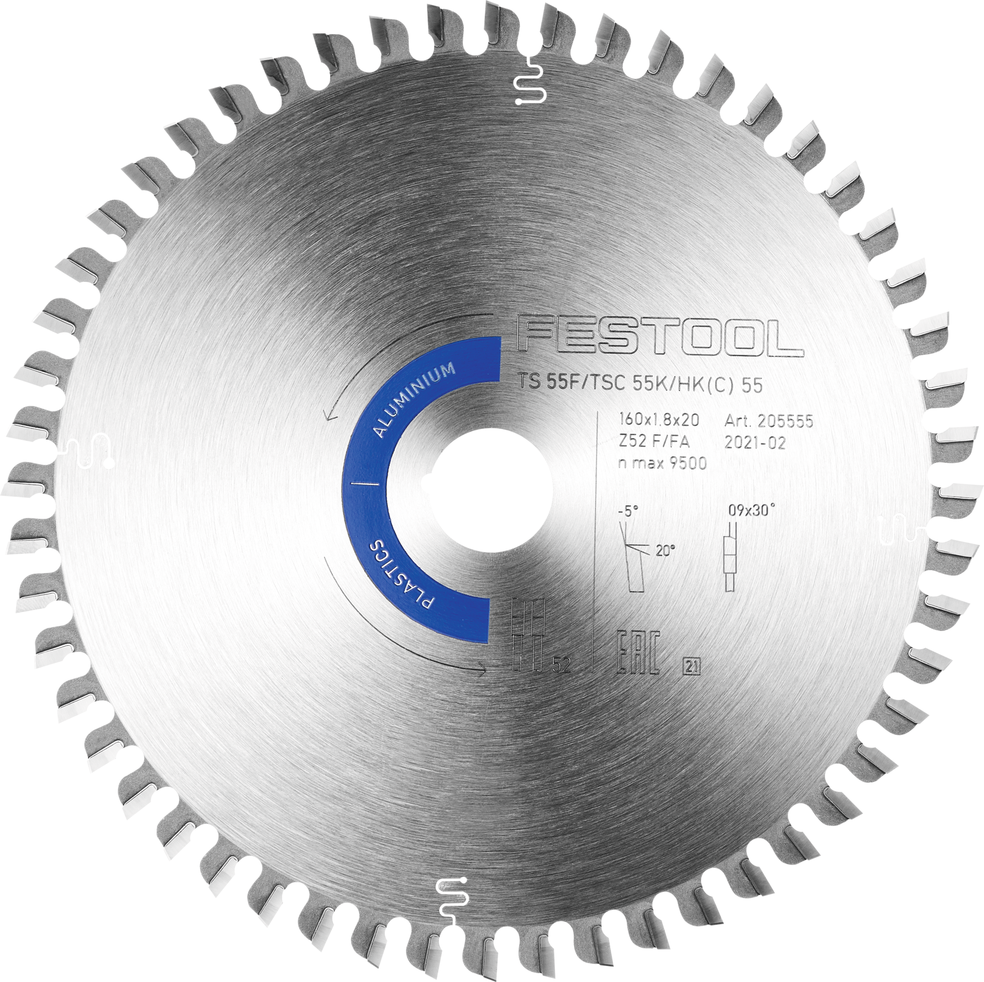 Kreissägeblatt HM "extra dünn" für HKC 55 D160x1,8/1,2x20mm Z52 für Aluminium/Kunststoff