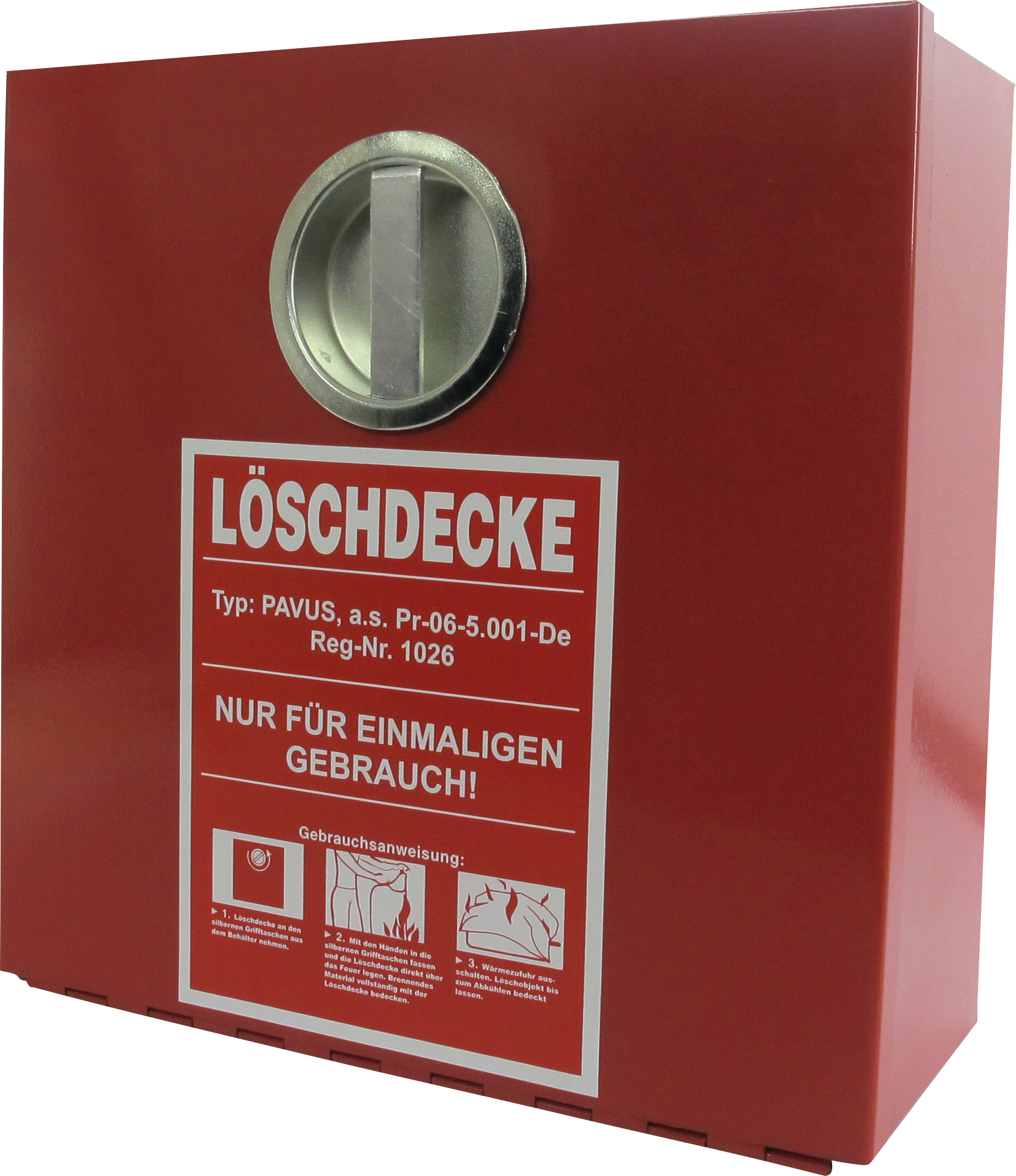 Behälter Feuerlöschdecke aus verzinktem Stahlblech rot L305 x B150 x H305mm