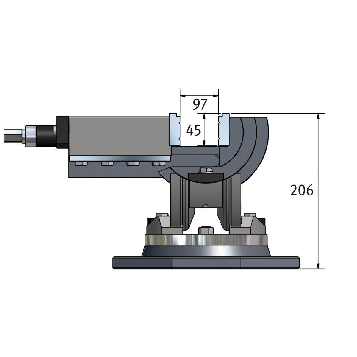 Dreiachsenschraubstock Optimum MV3-125