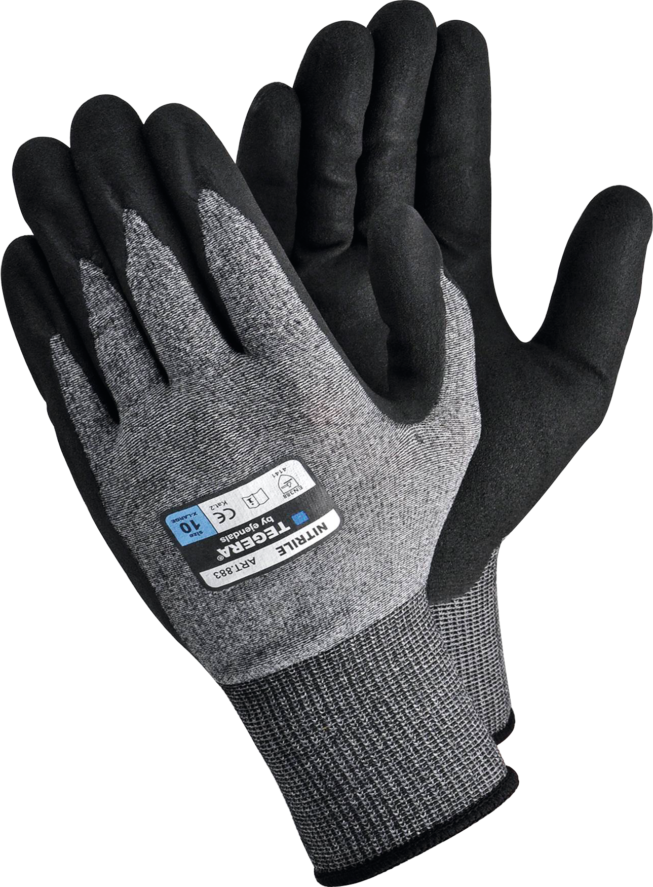 Feinstrickhandschuh Polyamid mit Nitrilbeschichtung Öl- und Wasserabweisend grau/schwarz Gr. 7