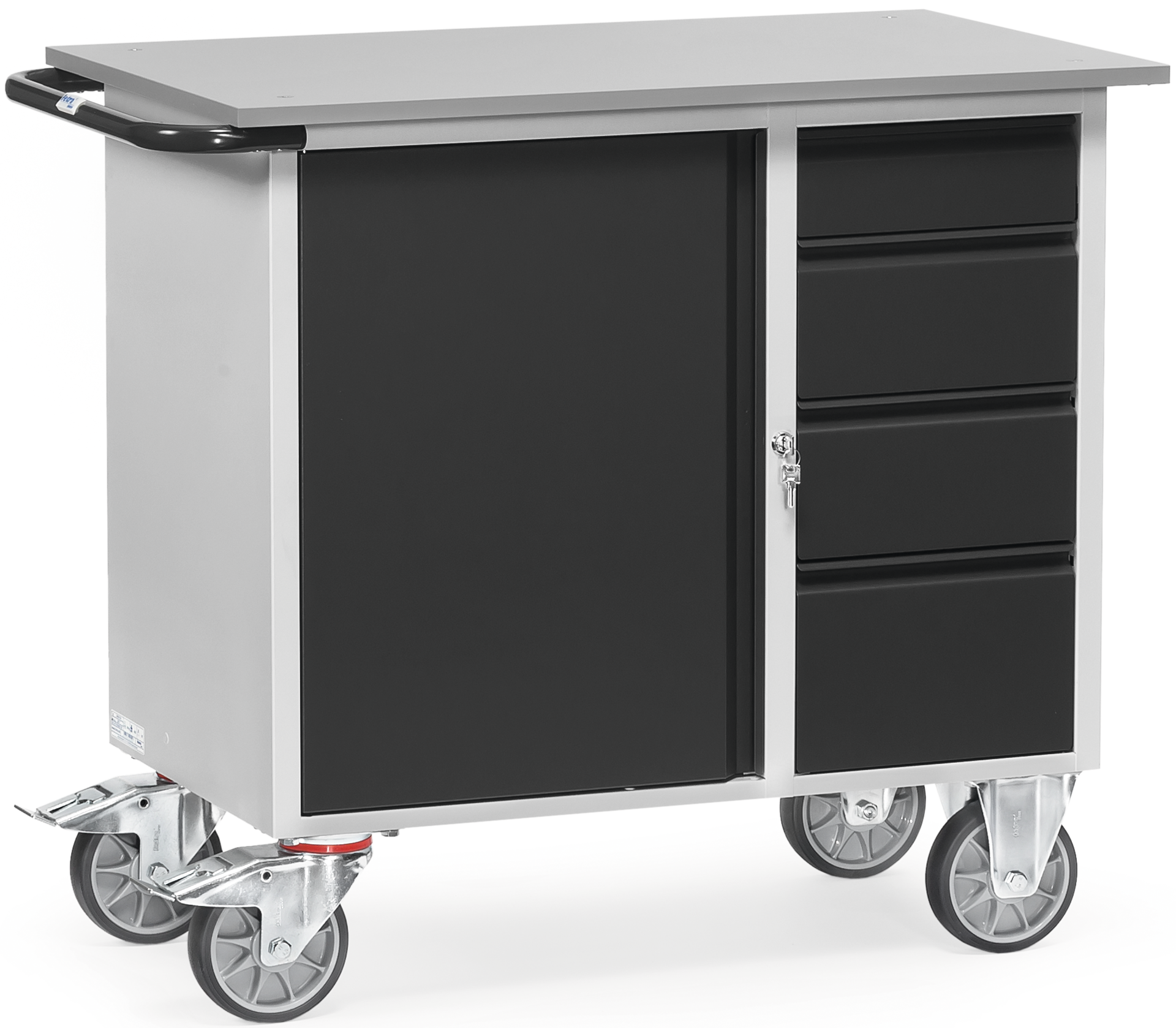 Werkstattwagen RAL7035/7016 400kg 1 Tür 4 Schubladen