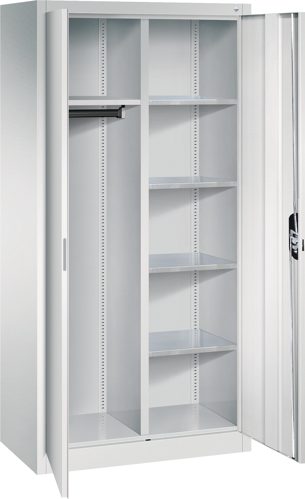 Flügeltürenschrank Kleiderabteil RAL7035 B930 x H1950 x T500mm