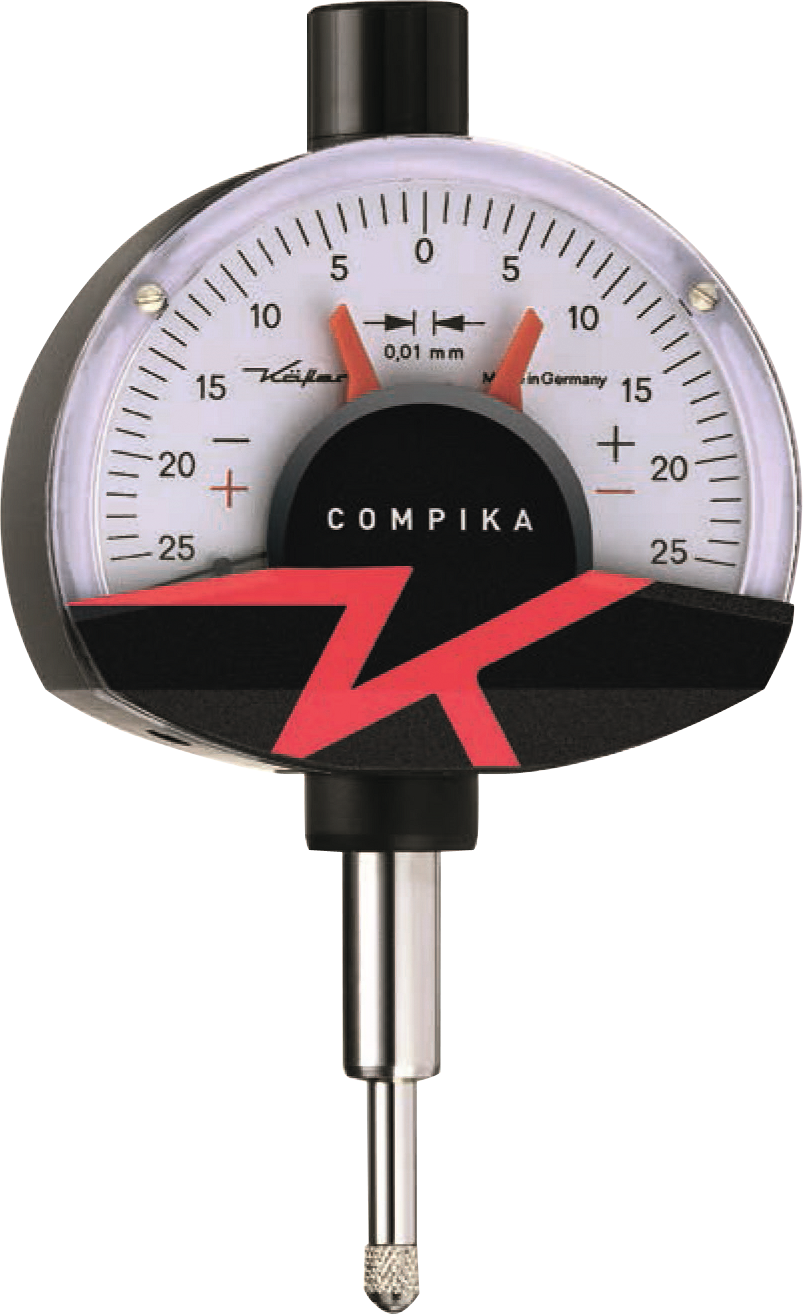 Feinzeiger stoßgeschützt Compika Freihub 2,5mm DIN879 MS0,5mm Abl. 0,01mm AD62mm
