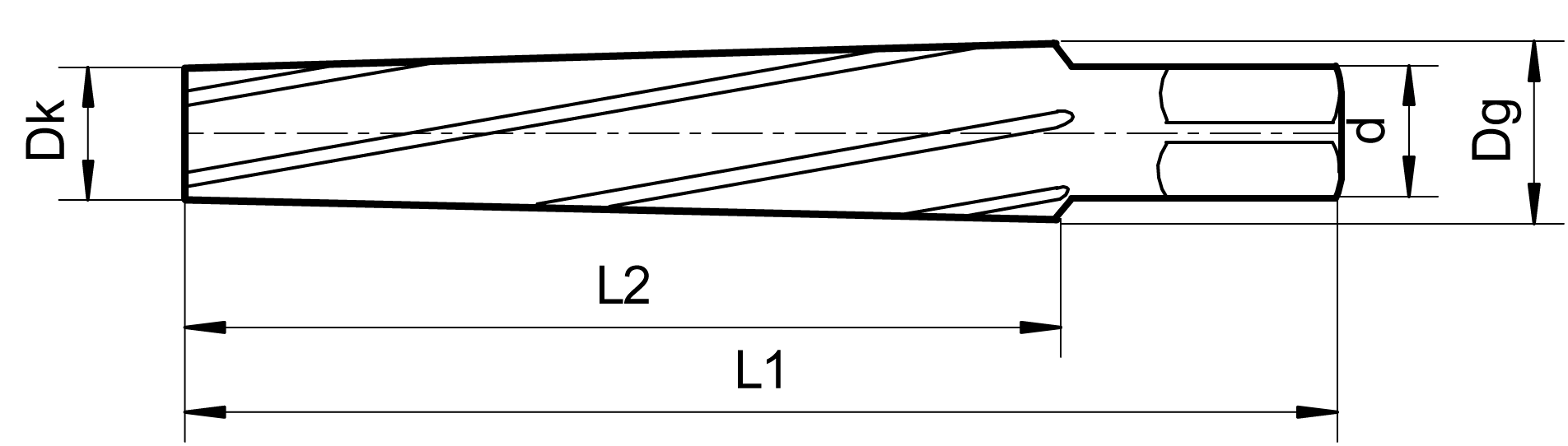 Hand-Kegelreibahle HSS 1:50 DIN9-B mit 0,07 Linksspirale D12mm