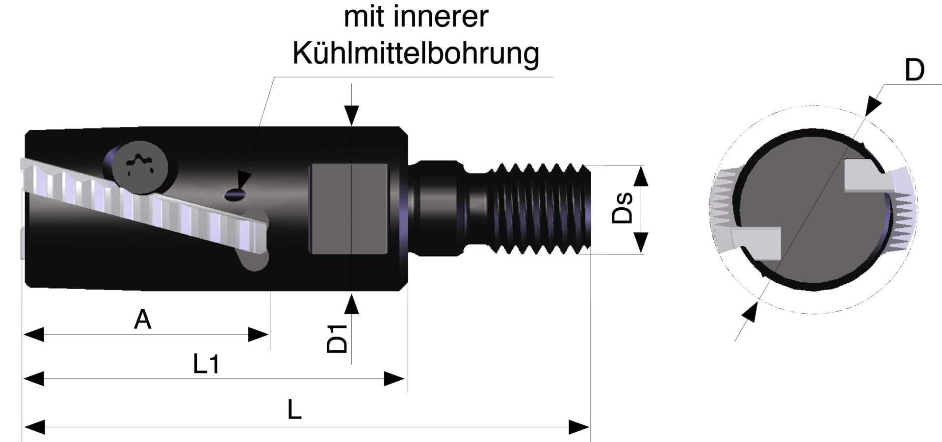 Einschraub-Gewindefräshalter IK D23mm WSP-Gr.27 mit 2 Plattensitzen