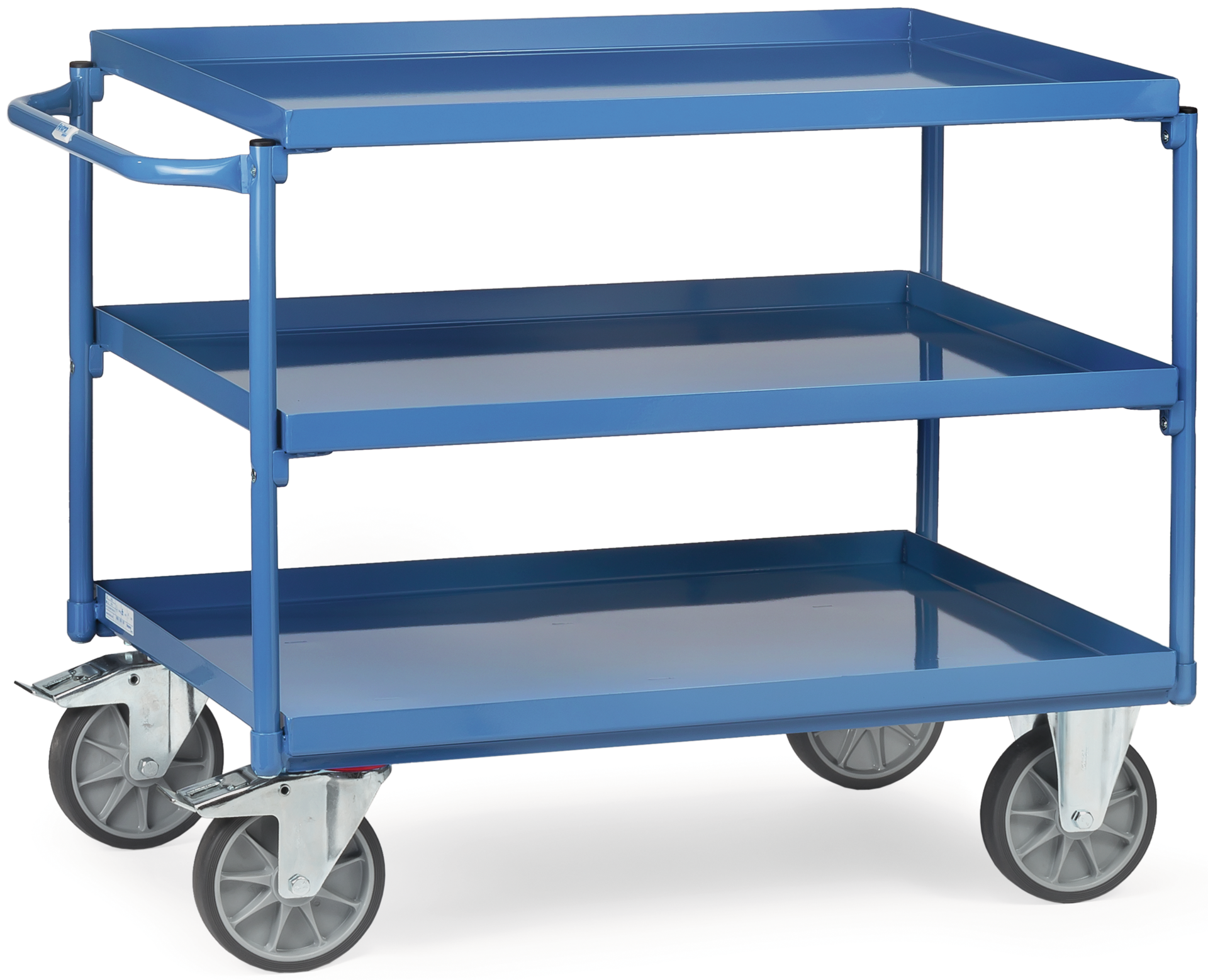 Tischwagen 3 Stahlwannen 3 Etagen RAL5007 400kg 1000x700mm