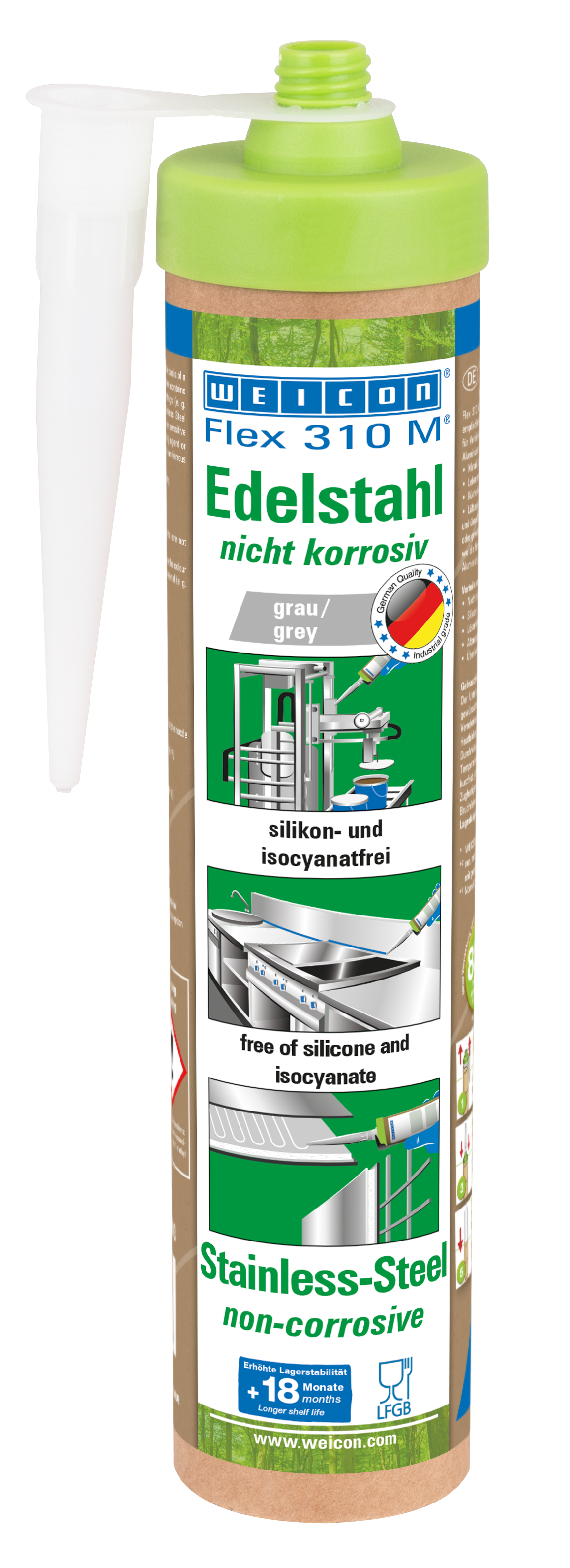 Montagekleber "Flex 310 M® Edelstahl" silber 290ml Green Tube Kartusche