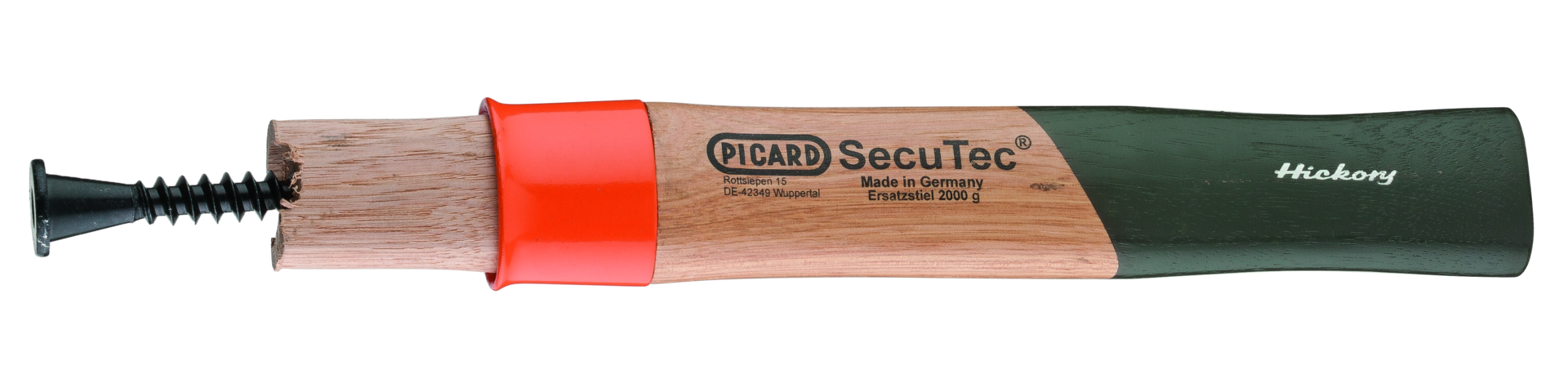 Ersatzstiel Hickory SecuTec® für Hammer mit aufgepresster Hülse und Klemmschraube 500g