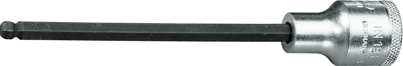 Bitstecknuss 1/2" Innensechskant lang mit Kugelkopf L140mm SW8mm Bitstecknuss 1/2" Innensechskant lang mit Kugelkopf L140mm SW8mm