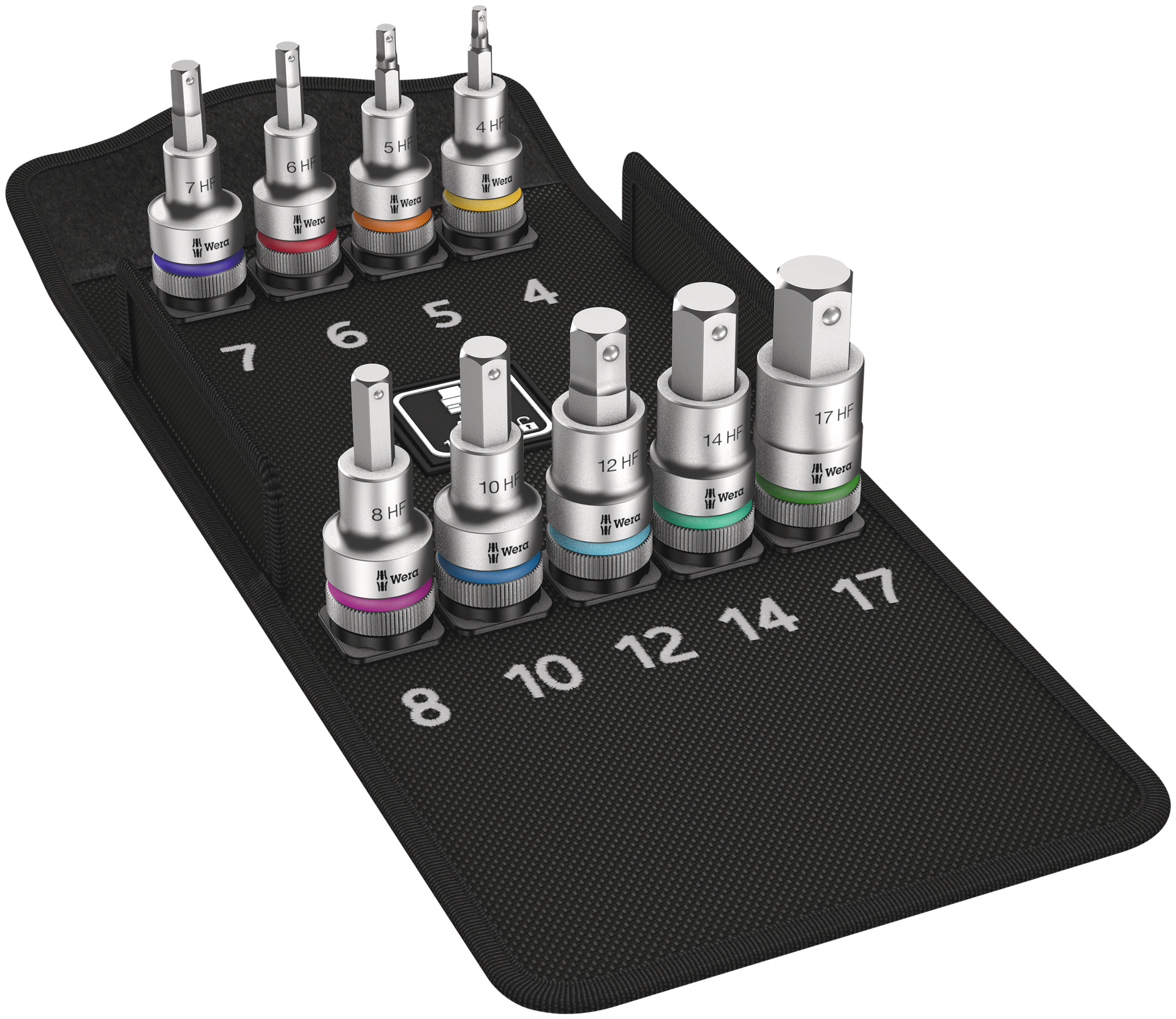 Bitstecknuss 1/2" Innensechskant mit Haltefunktion Satz 9-tlg.