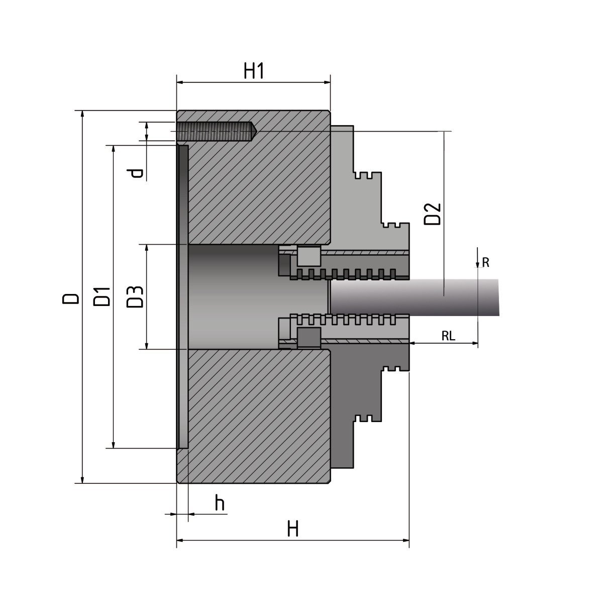 Dreibackendrehfutter Optimum Ø 160 mm zentrisch spannend