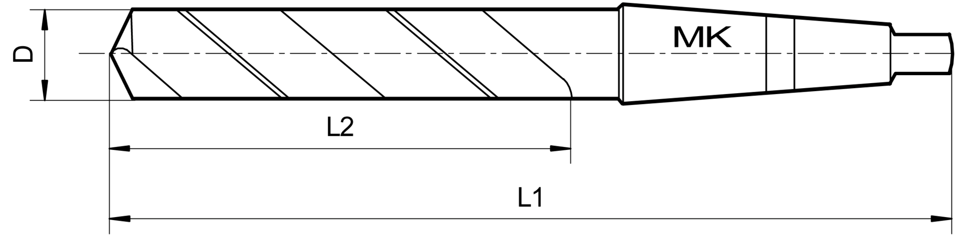 Spiralbohrer HSS geschliffen MK Typ N 118° DIN345 D14mm