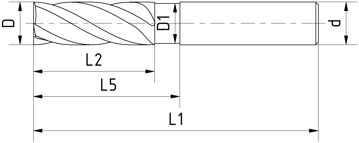 Schruppfräser VHM AlCrN Z3 HPC Typ HR 45° DIN6527L/6535-HB lang D4mm