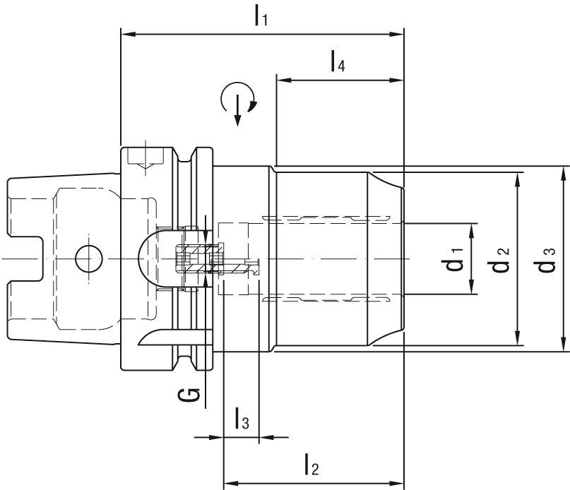 Hydro-Dehnspannfutter kurz/schwer HSK63-A HPC/HSC D12mm