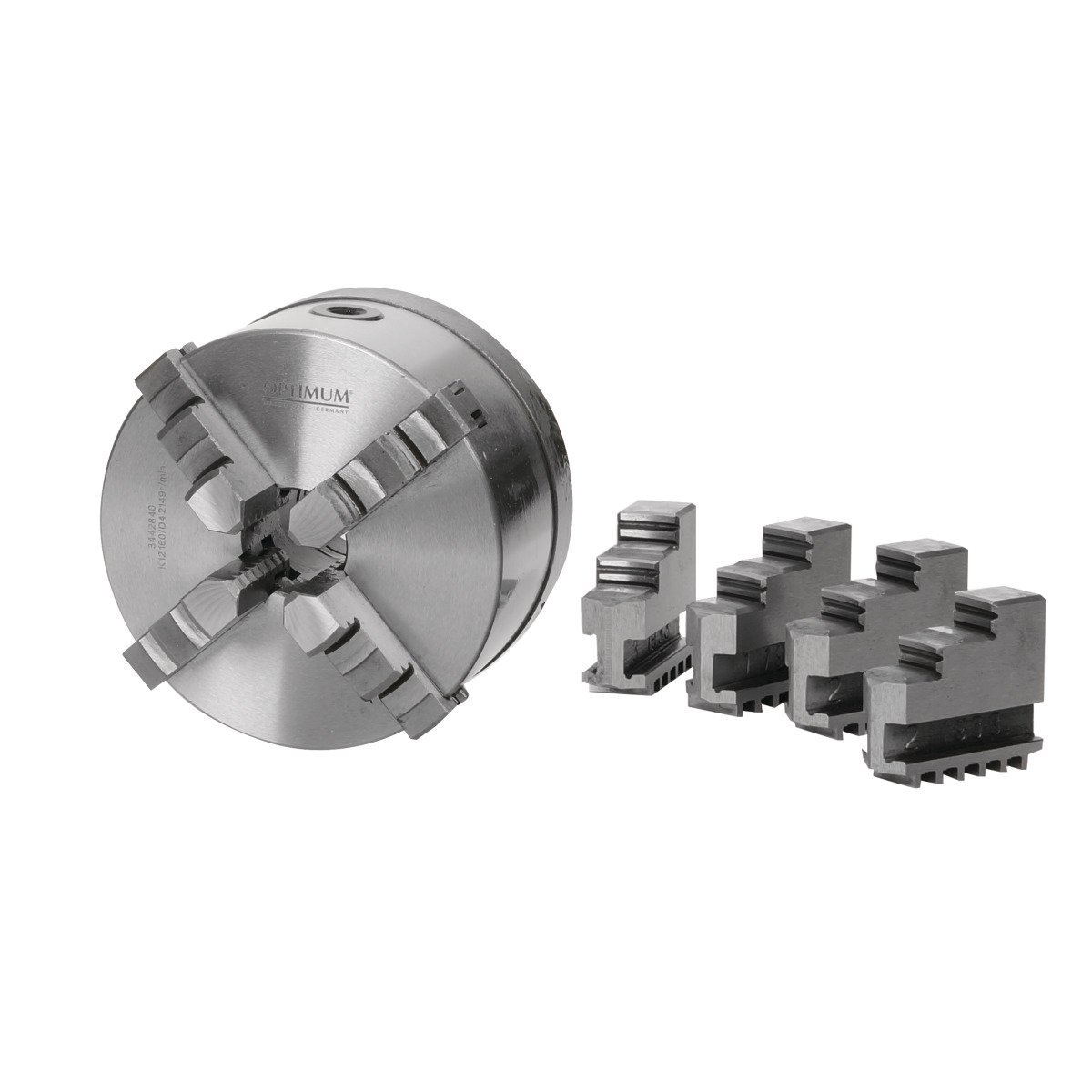 Vierbacken-Drehfutter Guss Camlock Optimum Ø200mm DIN ISO 702-2 Nr.4 zentr.spannend