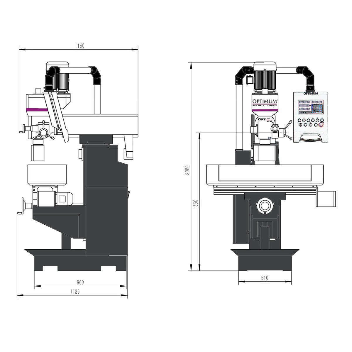 Bohr-Fräsmaschine Optimum OPTImill MT 50