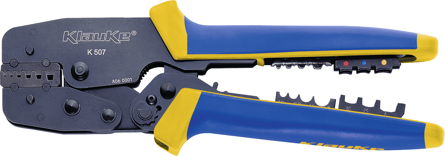 Crimpzange K507 bis 10 mm² mit 3 Einsätzen Crimpzange K507 bis 10 mm² mit 3 Einsätzen