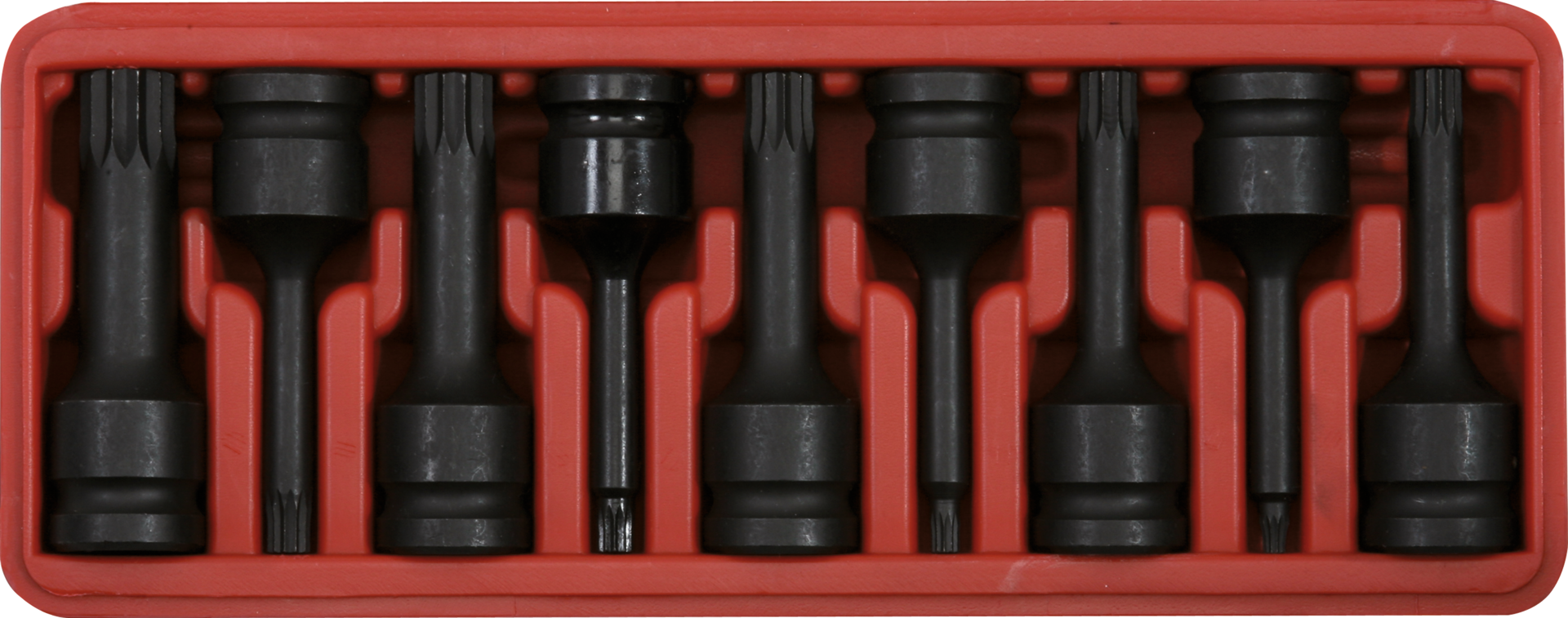 Bitstecknuss Kraft 1/2" Vielzahn lang Satz 9-tlg. M4-M16 Bitstecknuss Kraft 1/2" Vielzahn lang Satz 9-tlg. M4-M16
