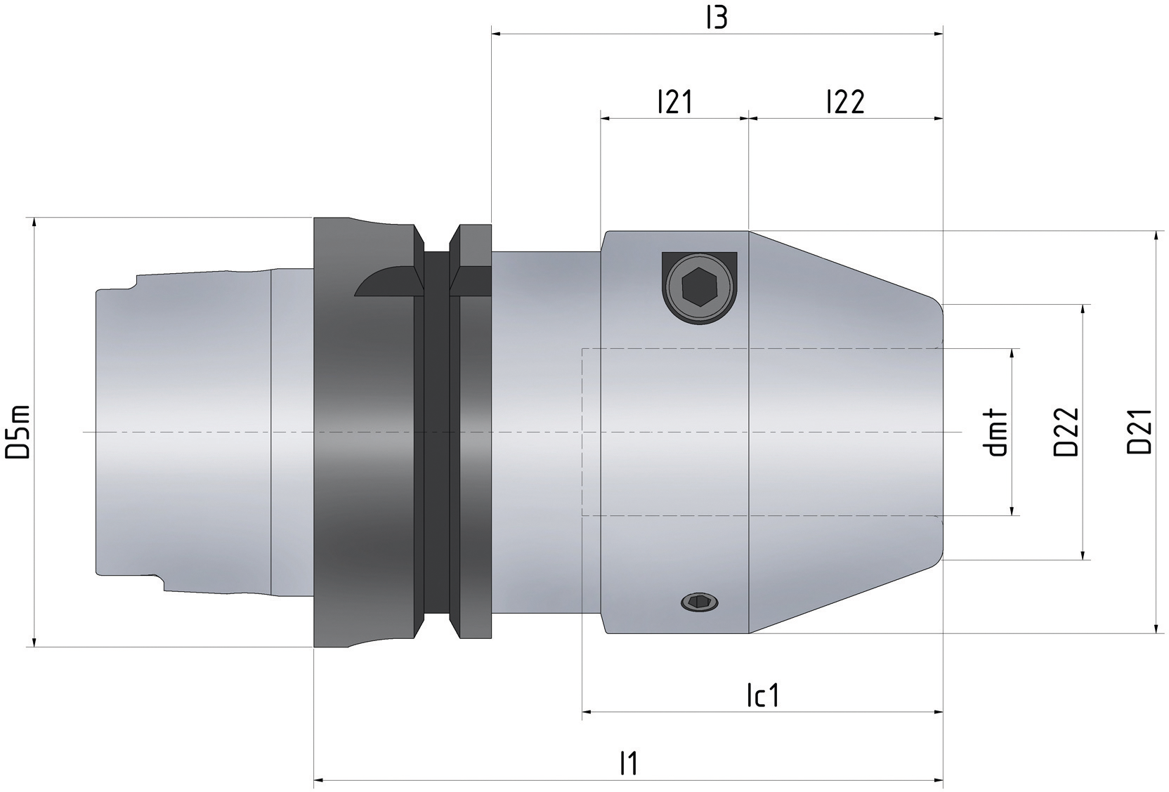 Hydro-Dehnspannfutter HYDRO-GRIP® HSK63A HSC/HPC DxL Form A DIN69893 mit IK HPC 12X76mm