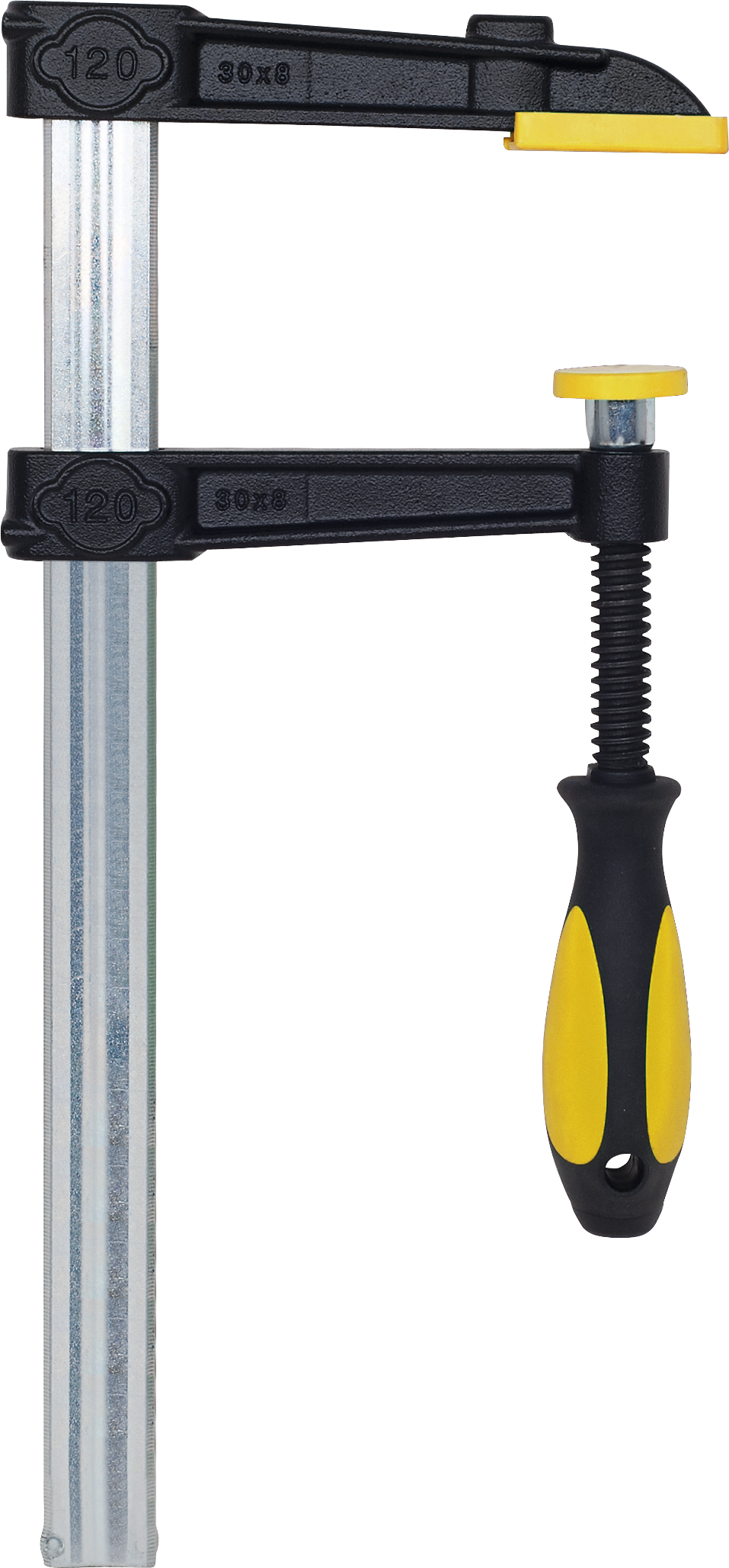 Schraubzwinge Temperguss Ausladung 120mm Schiene 29x9mm SW250mm