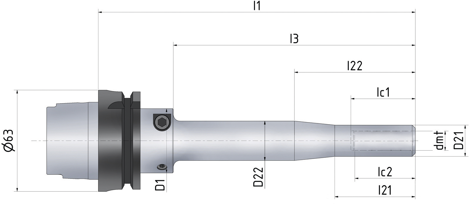 Hydro-Dehnspannfutter schlank HSK63-A HSC HYDRO-GRIP PENCIL® Form A DIN69893 mit IK DxL 6X50mm