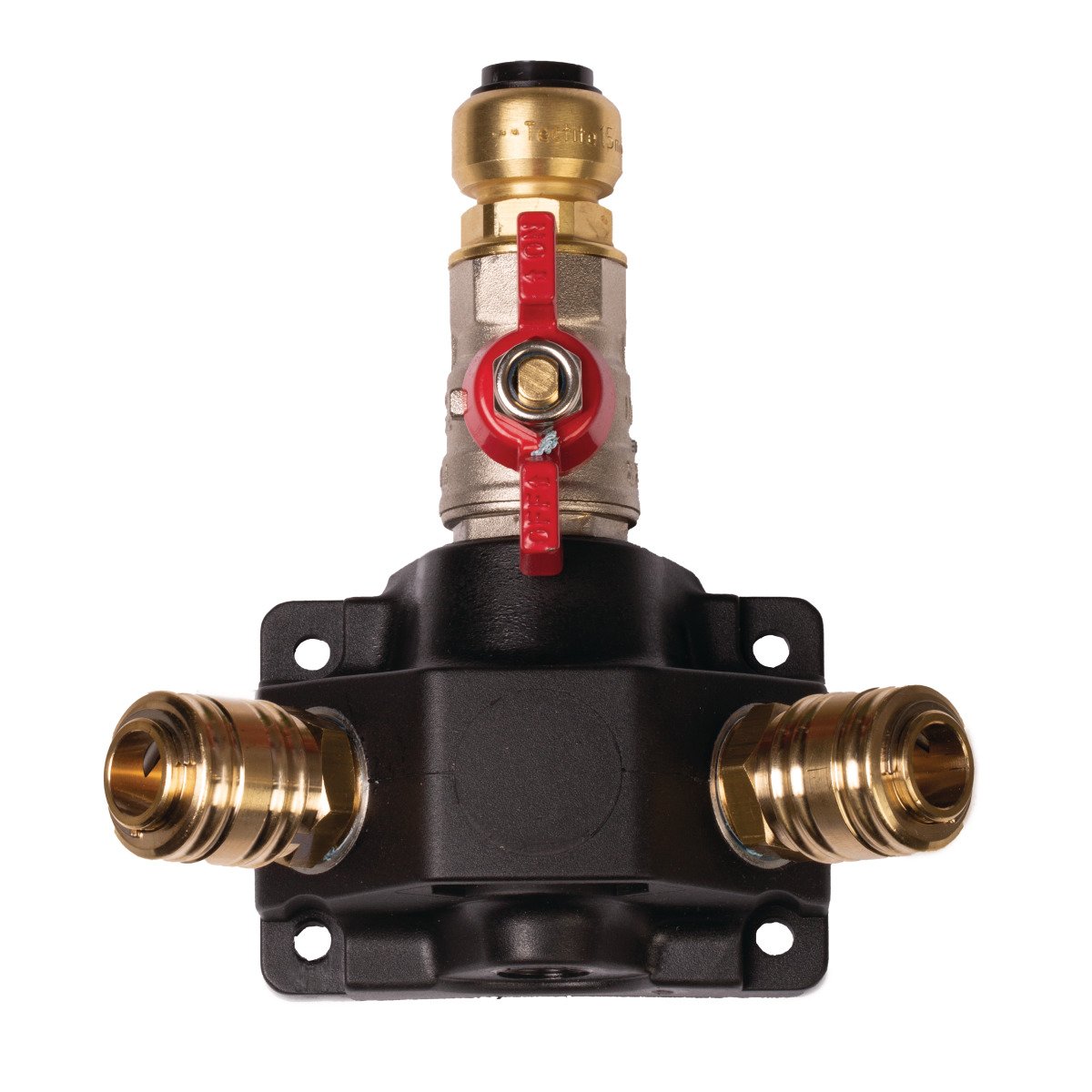 Endverteilerdose mit zwei Einhandkupplungen und Absperrhahn Aircraft 18 mm