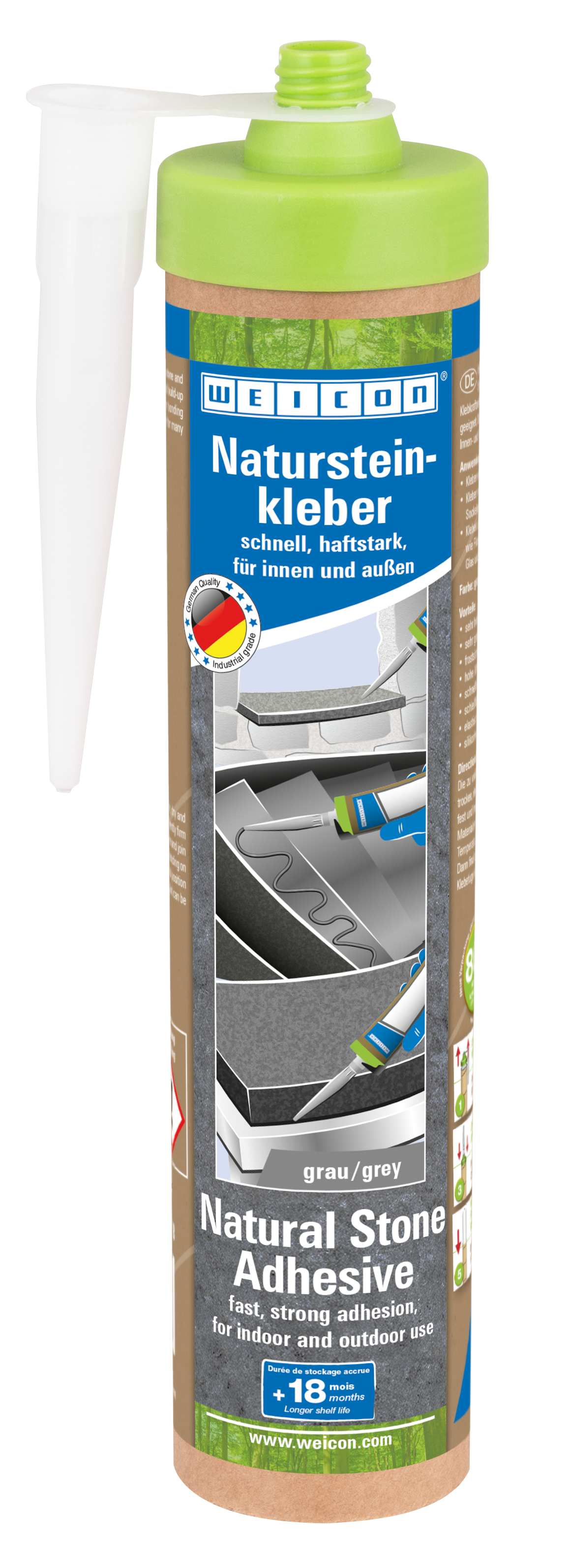 Natursteinkleber grau 280ml Green Tube Kartusche