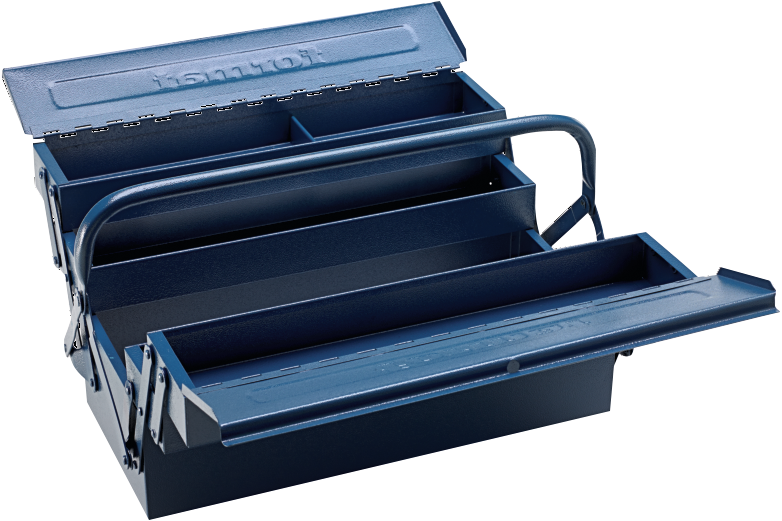 Stahlblechkiste blau 430x200x200mm 5-teilig 22 Liter