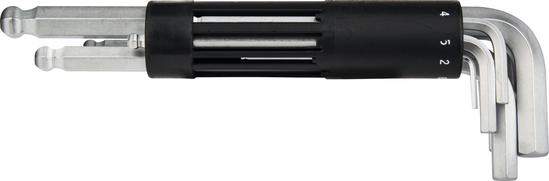 Stiftschlüssel Sechskant lang mit Kugelkopf Satz 8-tlg. lang im Halter SW2-10mm Stiftschlüssel Sechskant lang mit Kugelkopf Satz 8-tlg. lang im Halter SW2-10mm