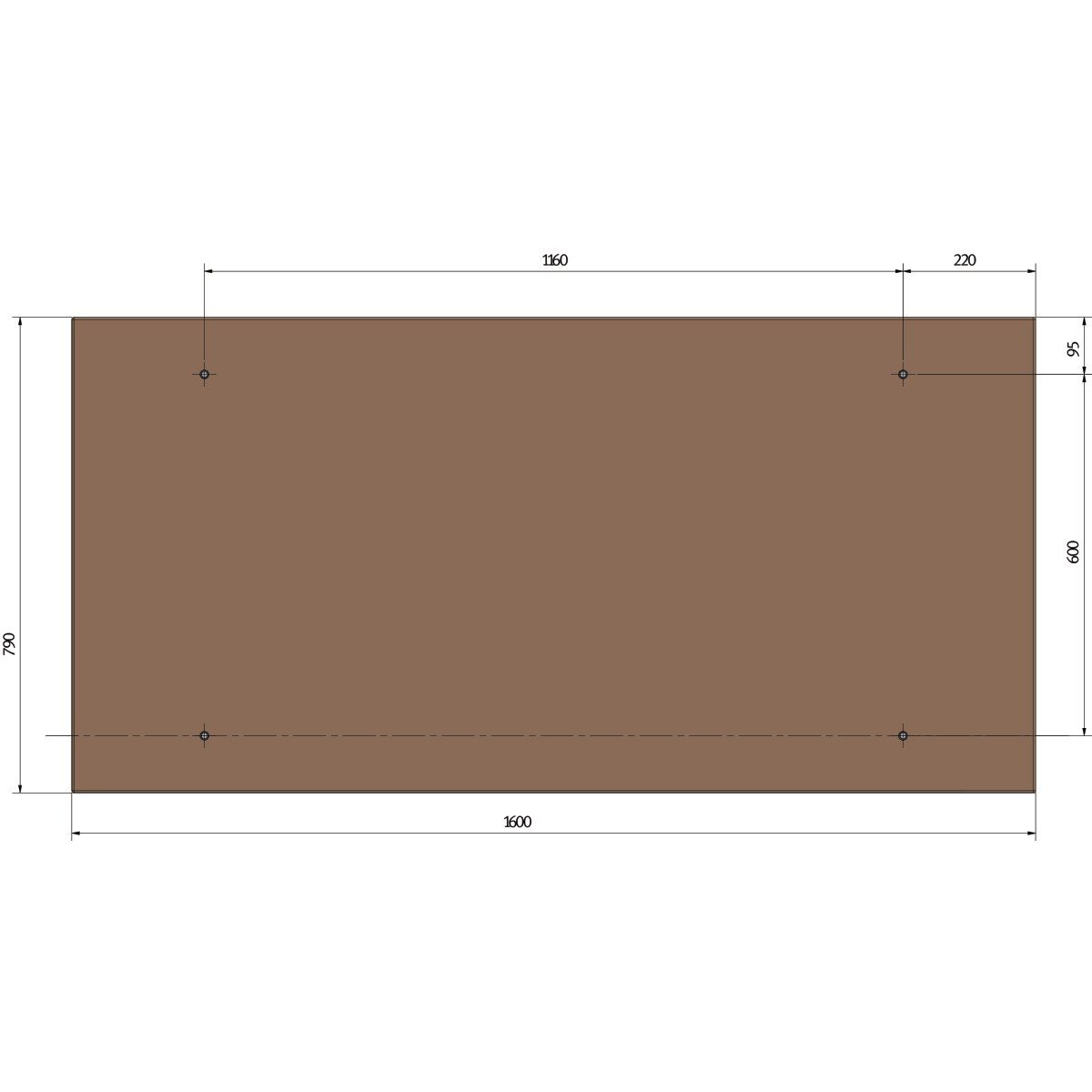 Arbeitsplatte Holzkraft Buche-Multiplex 1250 x 800 mm