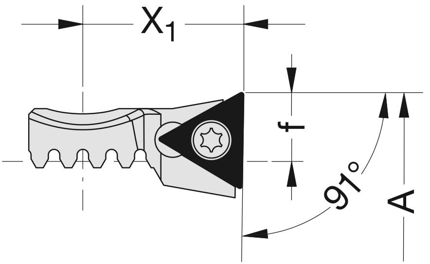 Wendeplattenhalter Ø24,5-205mm höhenversetzt für TOGT... Ausdrehbereich 24,5-37mm
