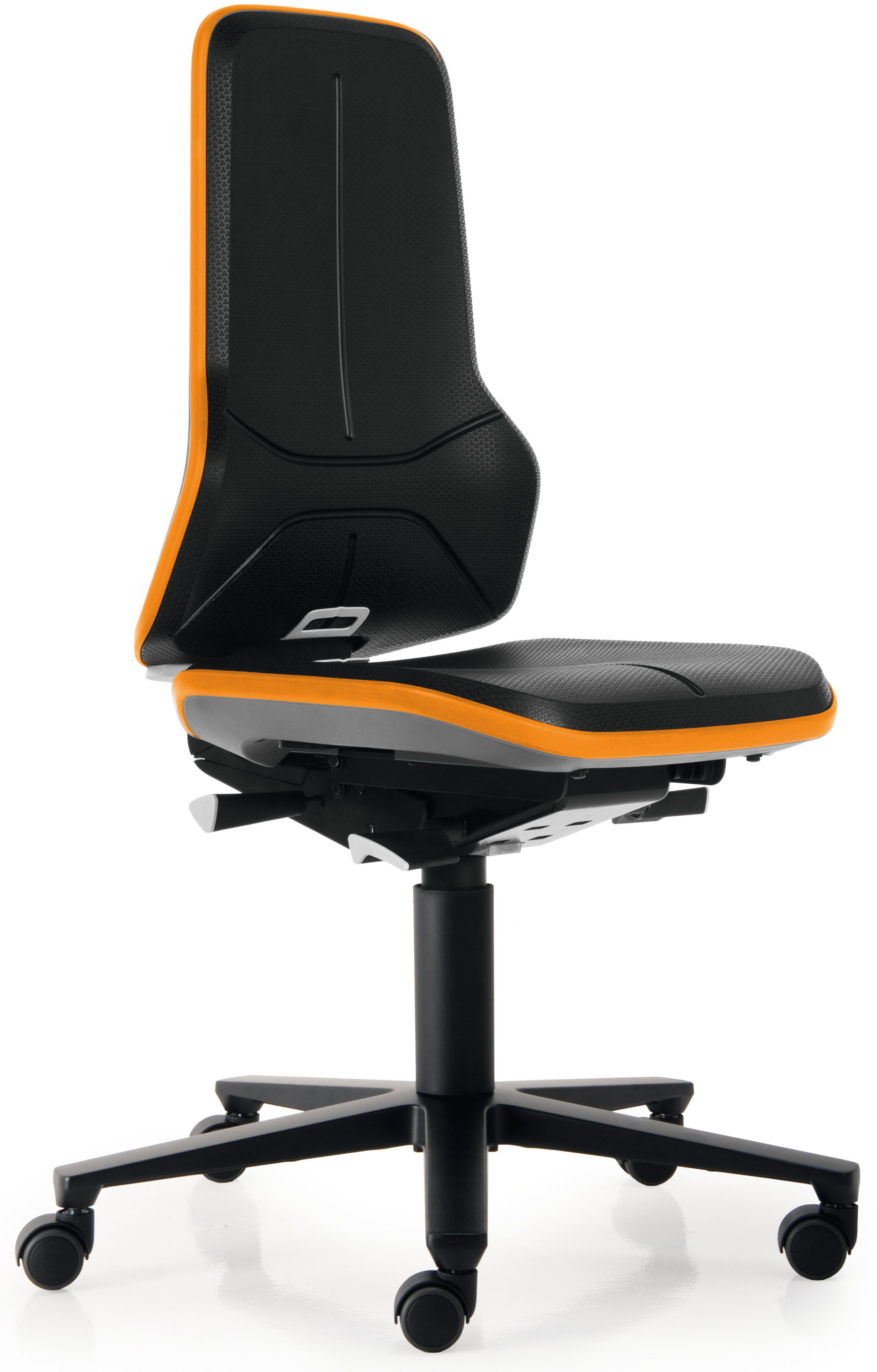 Arbeitsstuhl Neon Standard Flexband orange ohne Polsterelement mit Rollen