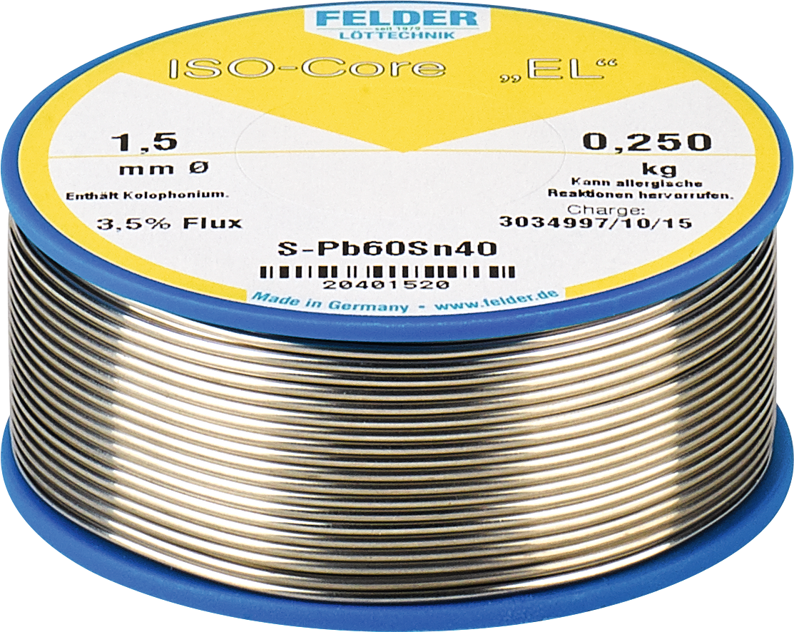 Lötdrahtspule bleihaltig halogenfrei EL Sn60Pb40 250g D1mm