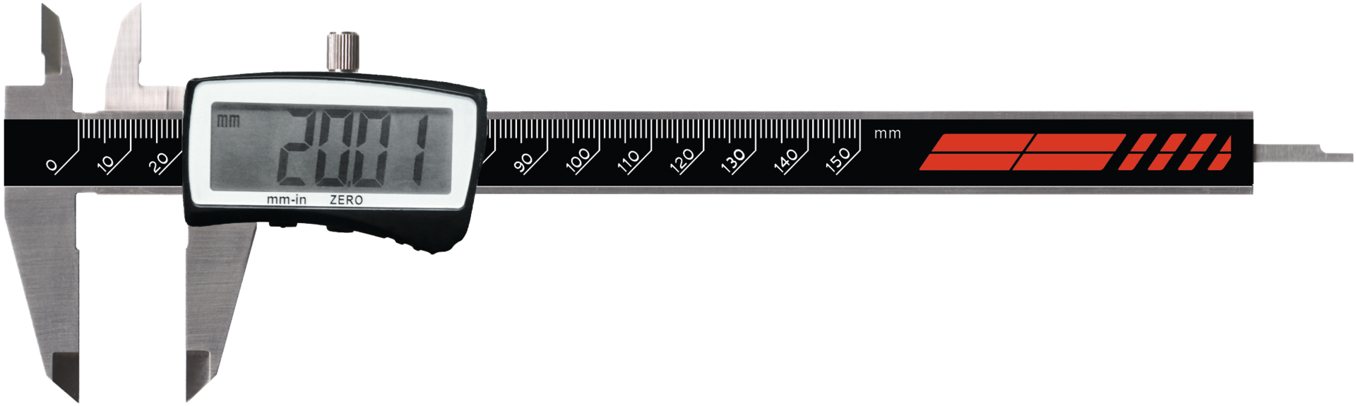 Messschieber Digital Abl. 0,01mm mit DA DIN862A ABS-Funktion eckiges Tiefenmaß MB150mm