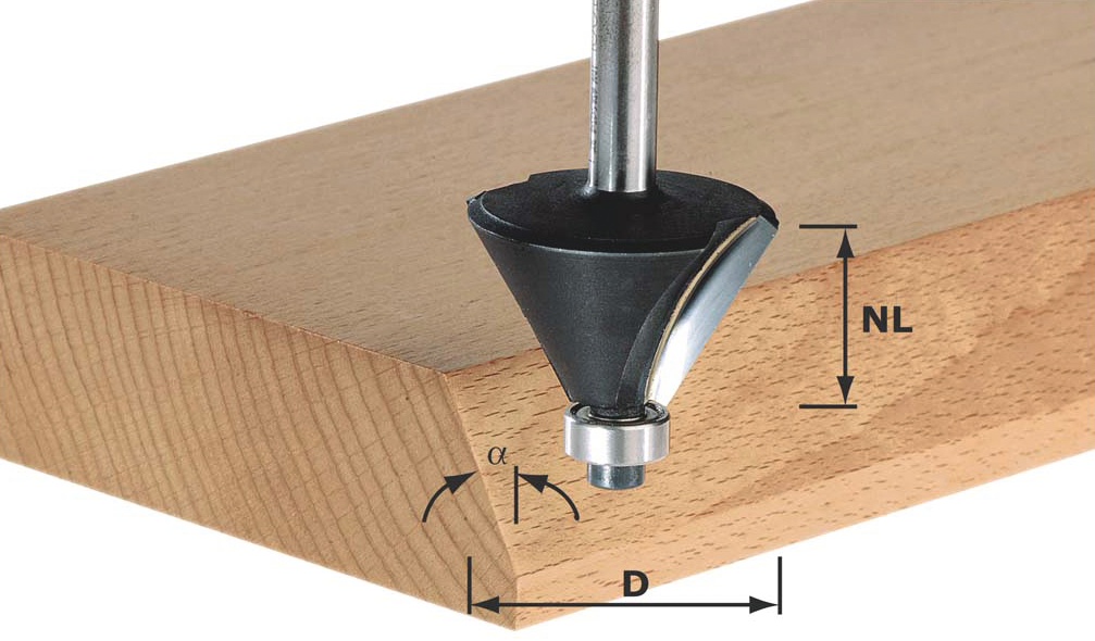 Fasfräser Kugellager HM NL11,5mm GL53mm Fasenwinkel 45° D36mm