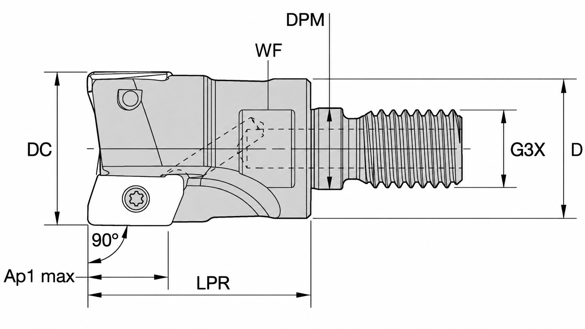 WIDIA Einschraub-Eckfräser "VSM11" M8 Z2 IK für WSP XD..1104.. Ø 16 mm