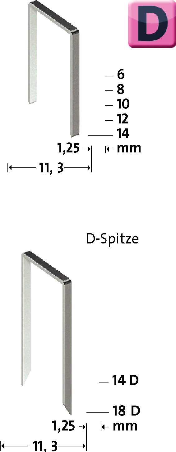 Flachdrahtklammer Typ D B11,3mm L10mm