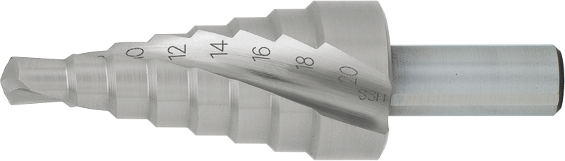 Eyltool Universal-Stufenbohrer HSS spiralgenutet Z2 D4-5-6-7-8-9-10-11-12mm Gr.1