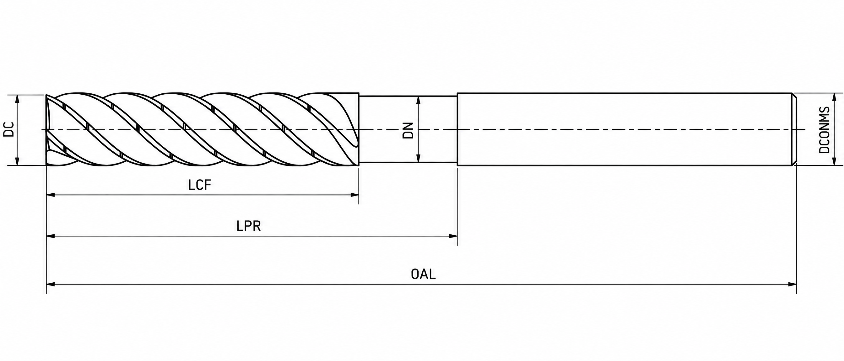 Eyltool Premium Trochoidalfräser VHM EYL+ Doppelbeschichtung Z5 HPC/TSC "EYLTROCHO" Typ NH lang DIN 6535-HB, Ø 8 mm