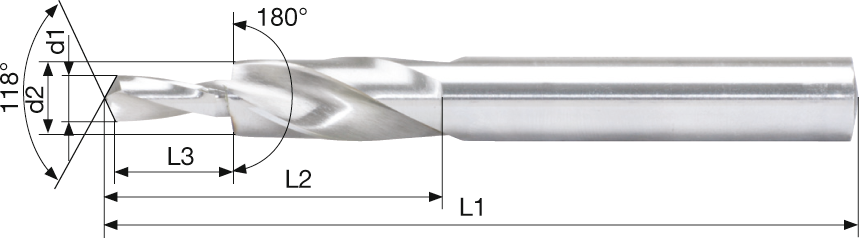 Kurzstufenbohrer 180° Durchgangsloch Senkung mittel HSS Typ N D6/3,4mm M3