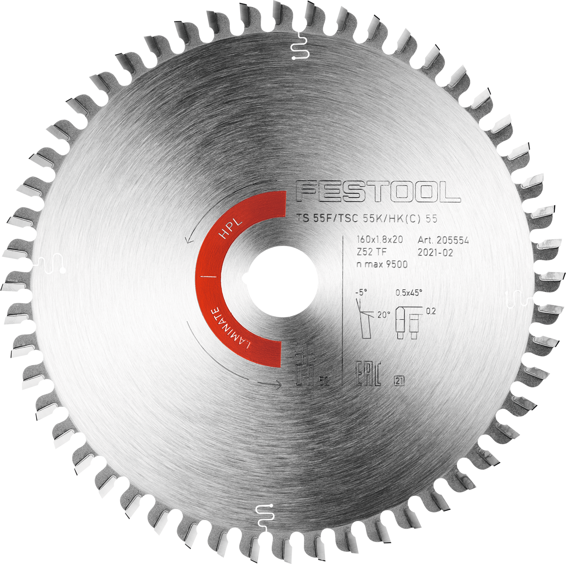 Kreissägeblatt HM "extra dünn" für HKC 55 D160x1,8/1,2x20mm Z52 für Laminat/HPL Kreissägeblatt HM "extra dünn" für HKC 55 D160x1,8/1,2x20mm Z52 für Laminat/HPL