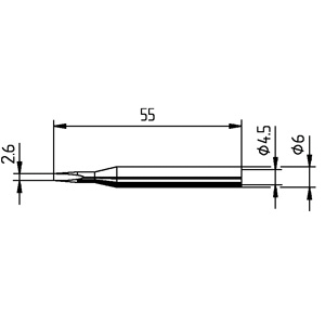 Dauerlötspitze Ersadur 0162KD für Lötkolben 15Watt 2,6mm meißelförmig gerade Dauerlötspitze Ersadur 0162KD für Lötkolben 15Watt 2,6mm meißelförmig gerade