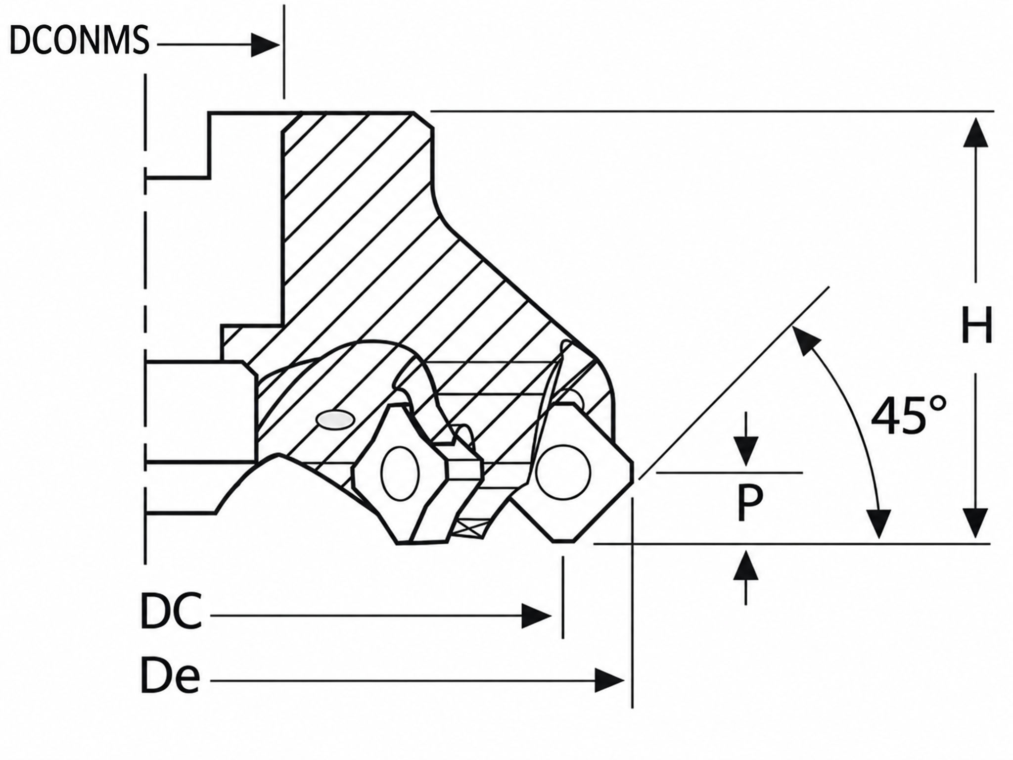 Eyltool Premium Aufsteck-Planfräser 45° "Königspaner Octa" Z4 IK für WSP SN.. 1206/ONMU 1205 Ø 50 mm