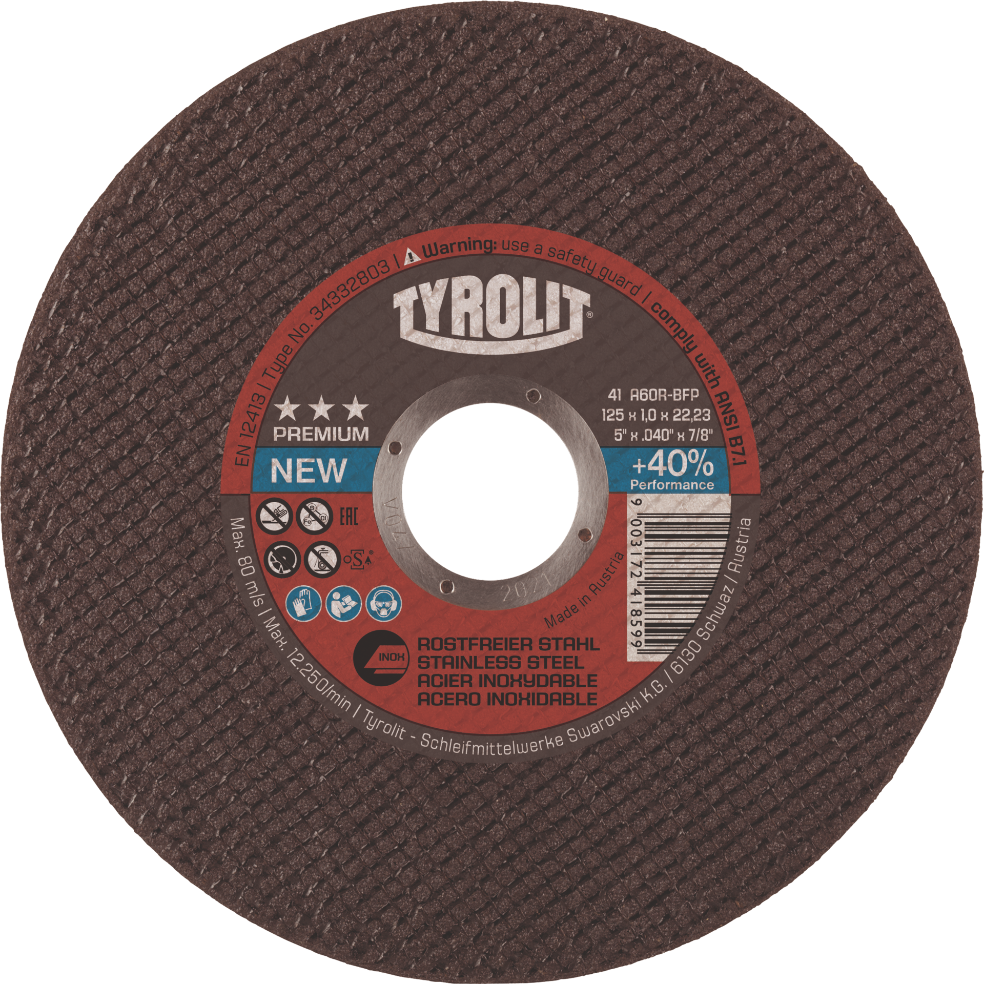 Trennscheibe Premium VA gerade D125mm B0,75mm Bohrung 22,23mm