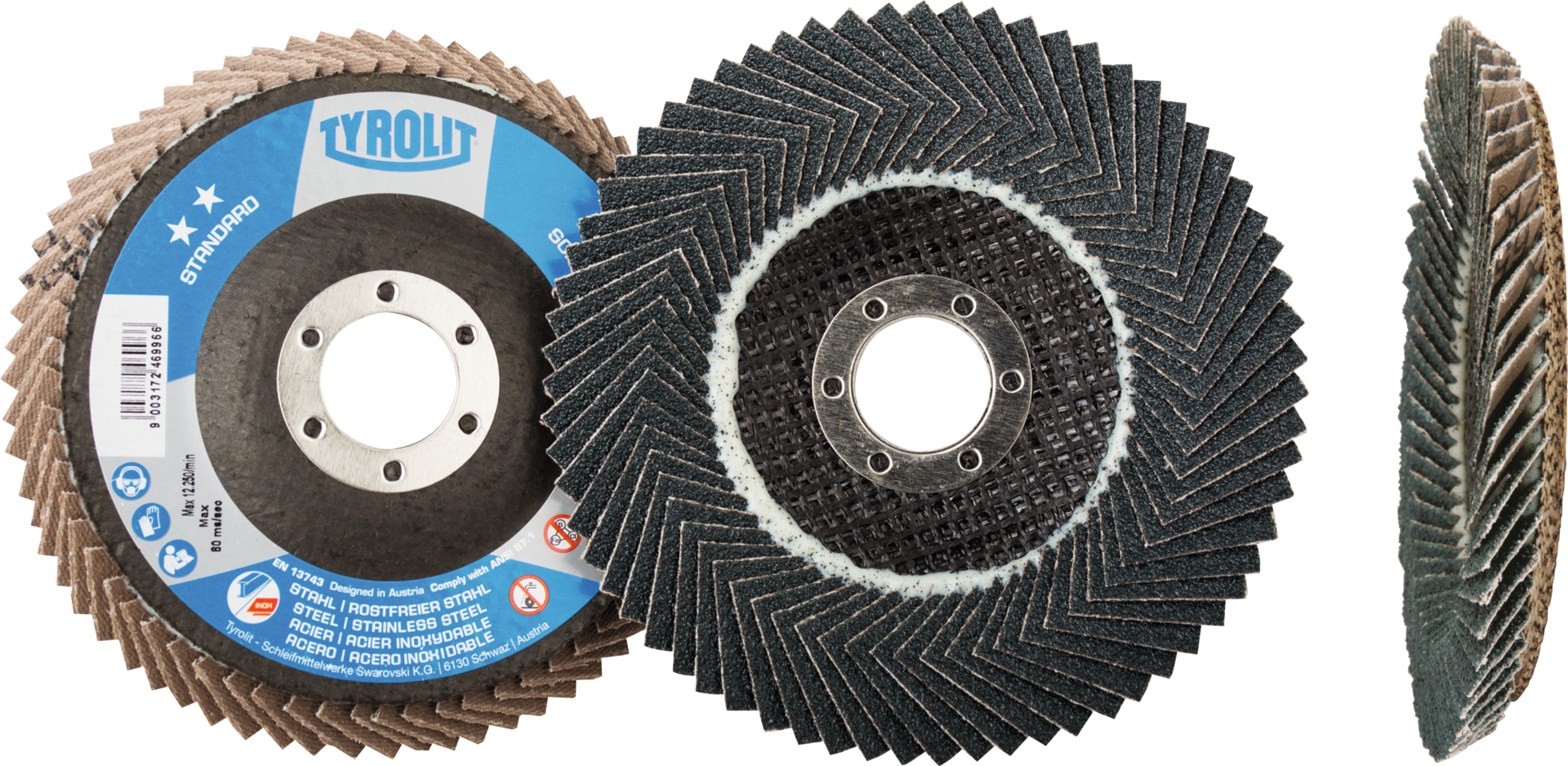 Tyrolit Fächerschleifscheibe Soft Stahl/VA Ø 115 mm K80